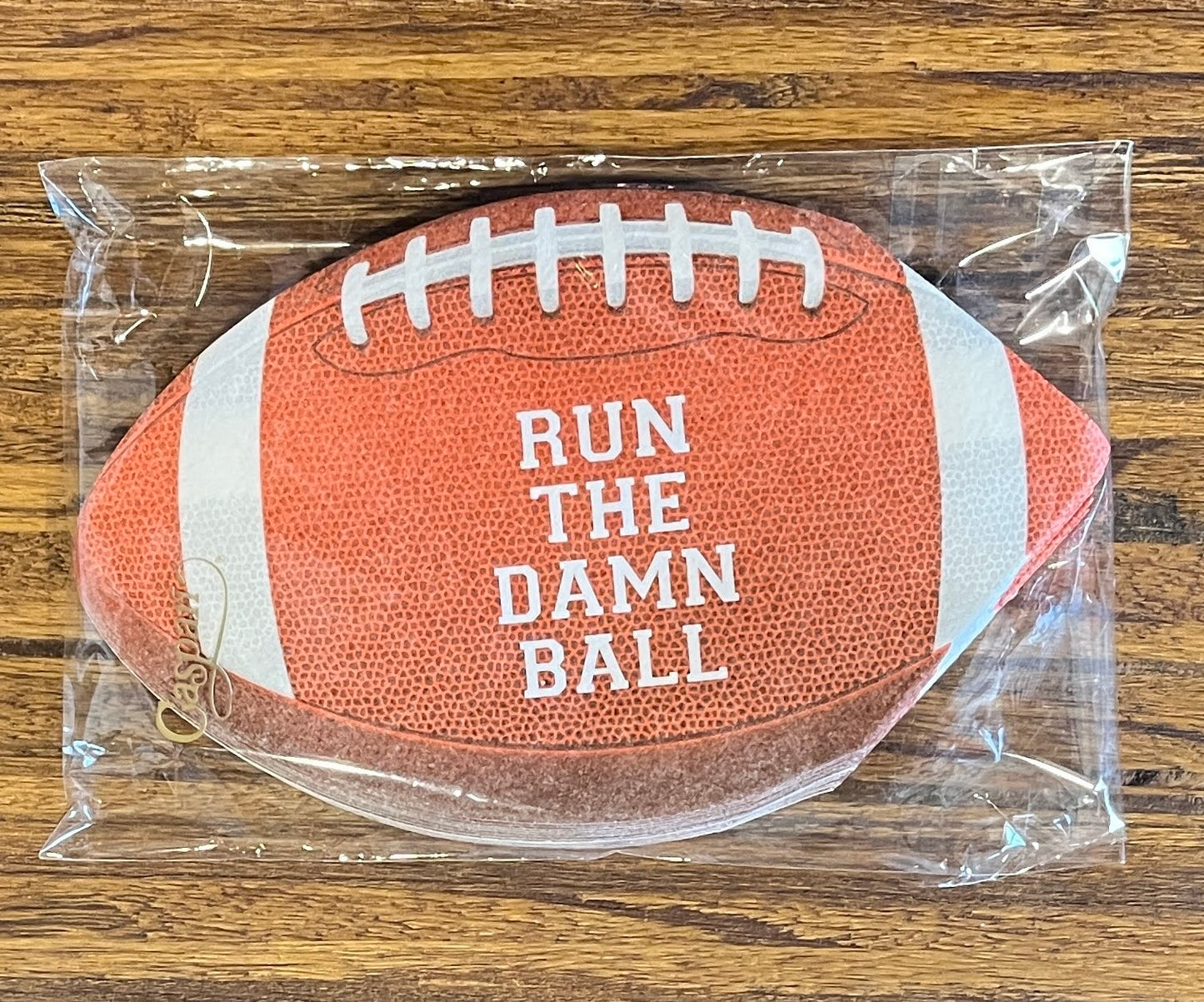 Caspari - Luncheon Napkin - Football Shape - Run the Damn Ball - Findlay Rowe Designs