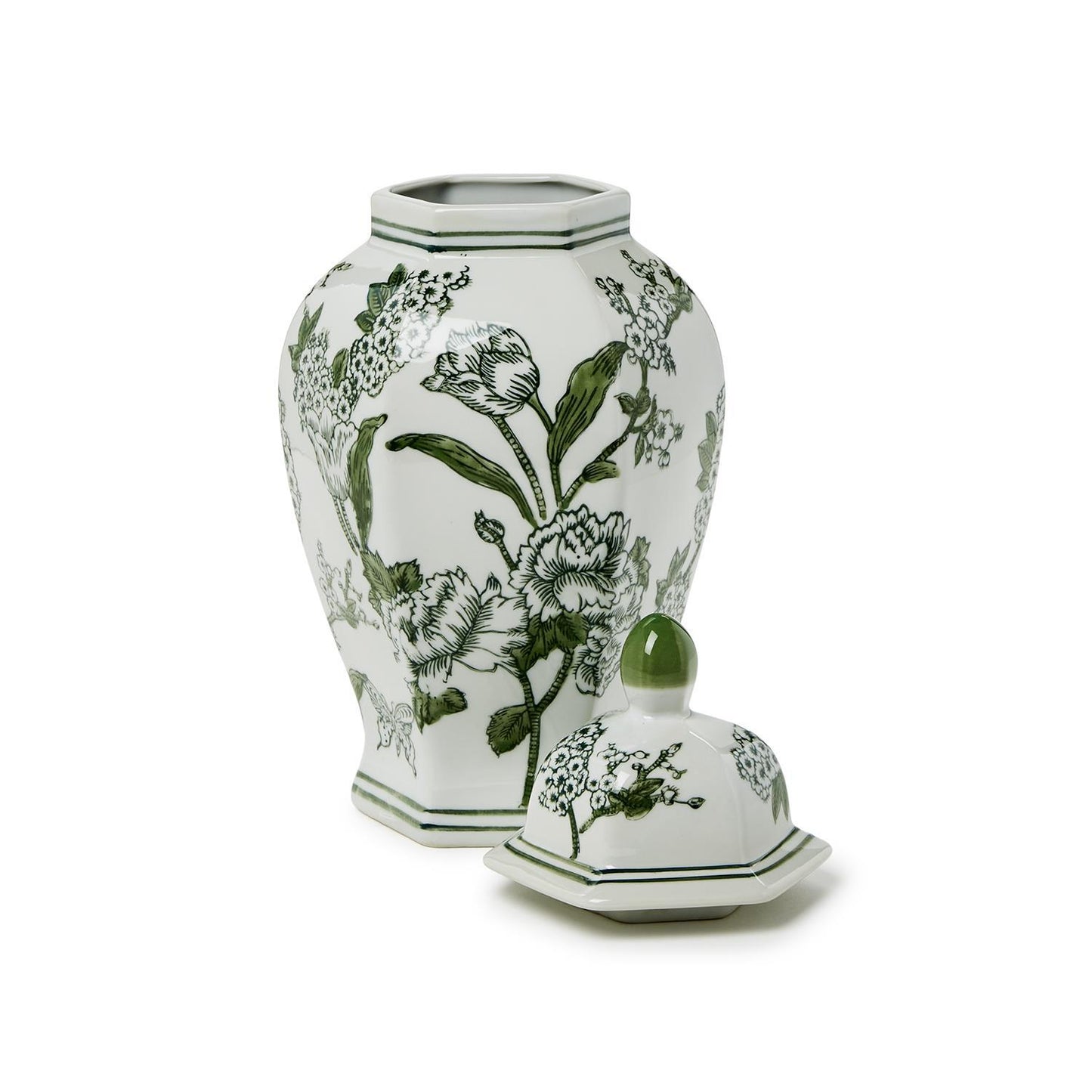 Temple Jar - Primrose and Lotus Chinoiserie - Green - Findlay Rowe Designs