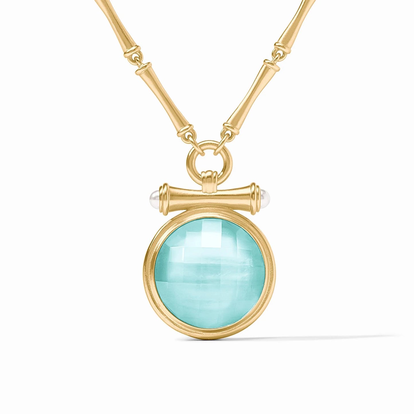 Julie Vos - Necklace - Bamboo Statement - Iridescent Bahamian Blue - Findlay Rowe Designs