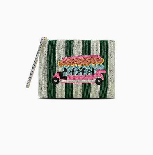 America and Beyond - Beaded Zip Top Clutch - Golf Getaway - Findlay Rowe Designs