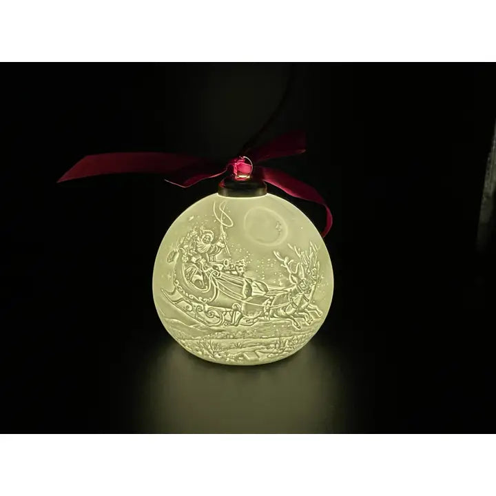 Ornament - Santa Sleigh Ball LED