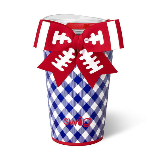 Swig - Party Cup 24oz - Gameday Gingham - Royal Blue Red - Findlay Rowe Designs