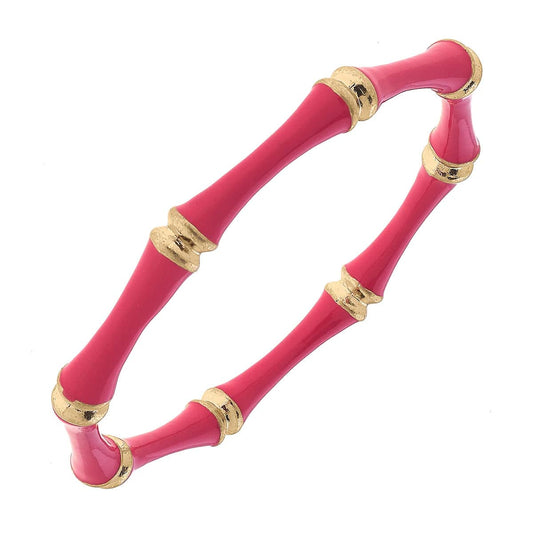 Celeste Enamel Bamboo Bangle in Pink - Findlay Rowe Designs