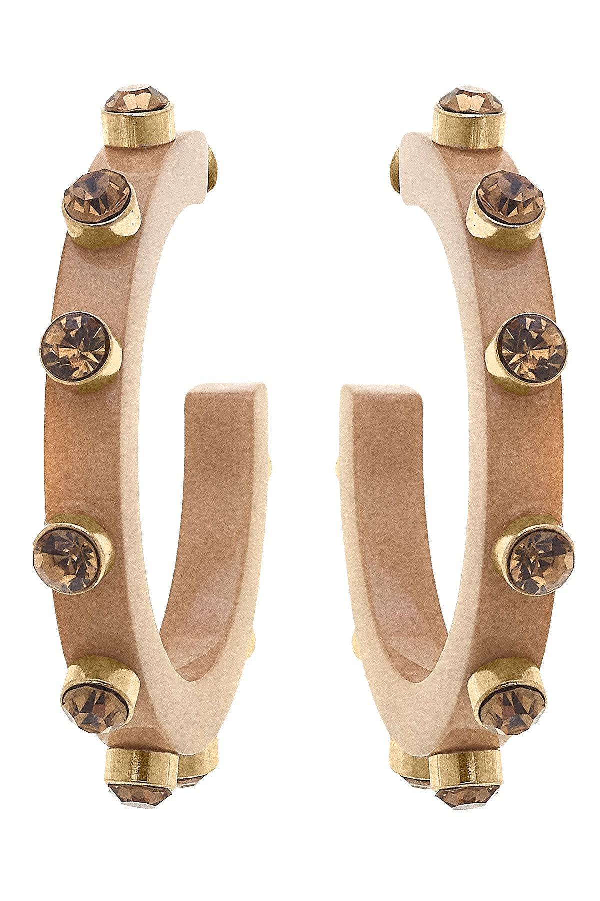 Renee Cocoa Resin Rhinestone Hoop Earring - Findlay Rowe Designs