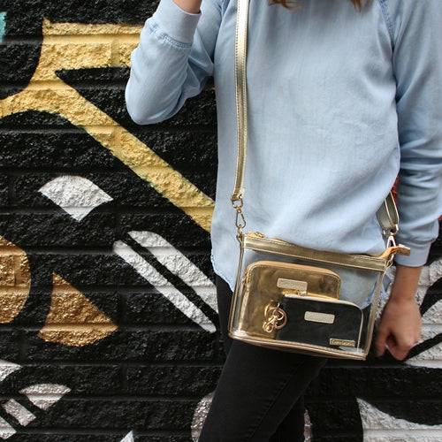 Small Clear Stadium Crossbody - Gold - Findlay Rowe Designs