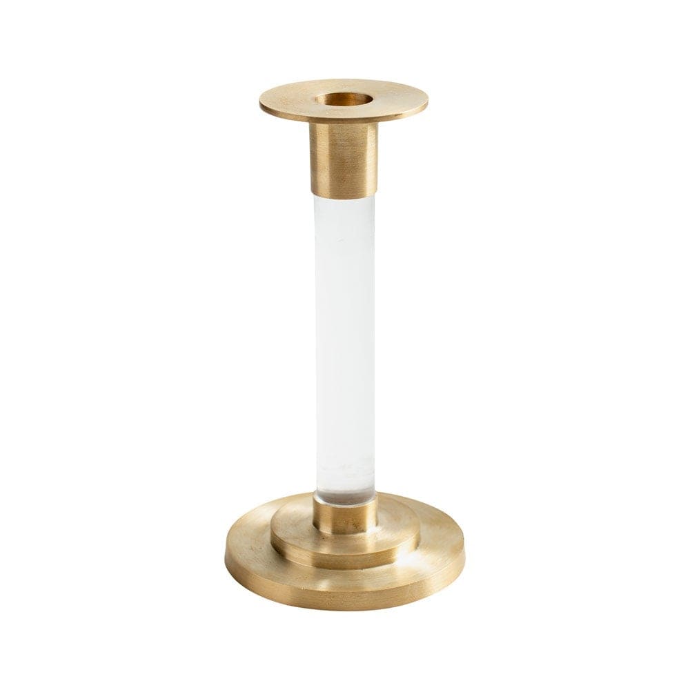Caspari - Candlestick - Small Brass & Resin - Clear - Findlay Rowe Designs