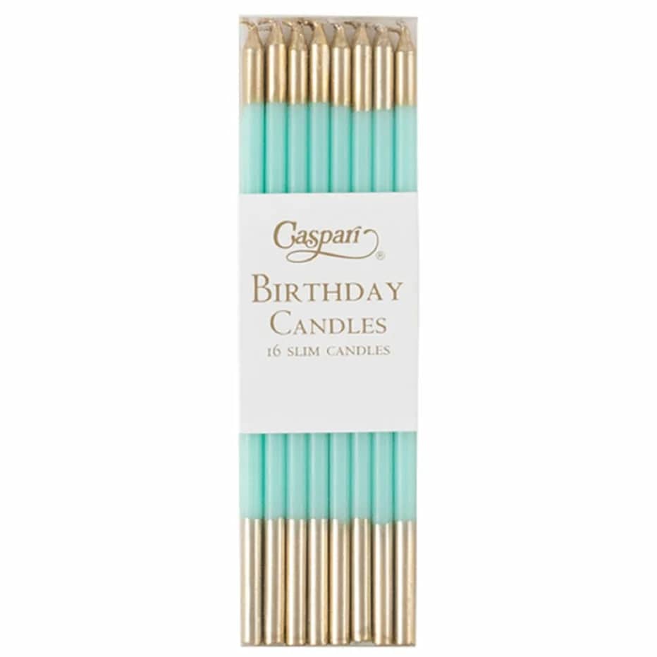 Caspari - Birthday Slims - Robins Egg and Gold - Findlay Rowe Designs