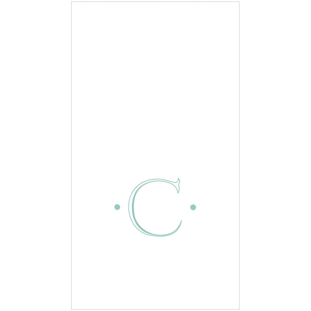 Caspari - Guest Towel Napkins - Single Initial - Antique Robin's Egg - Findlay Rowe Designs