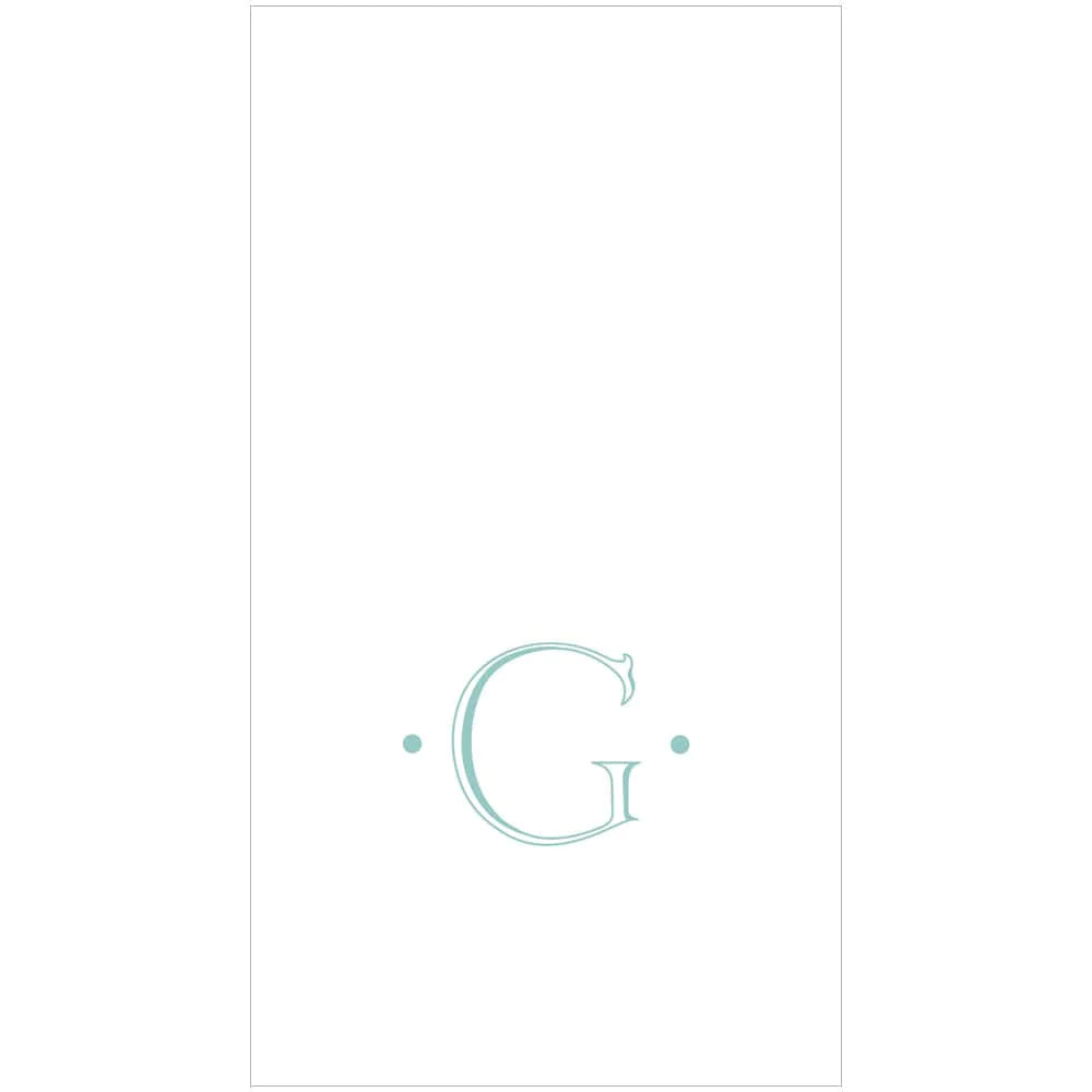Caspari - Guest Towel Napkins - Single Initial - Antique Robin's Egg - Findlay Rowe Designs