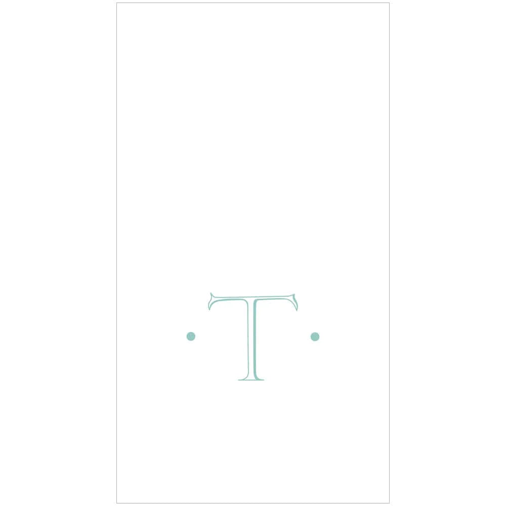Caspari - Guest Towel Napkins - Single Initial - Antique Robin's Egg - Findlay Rowe Designs
