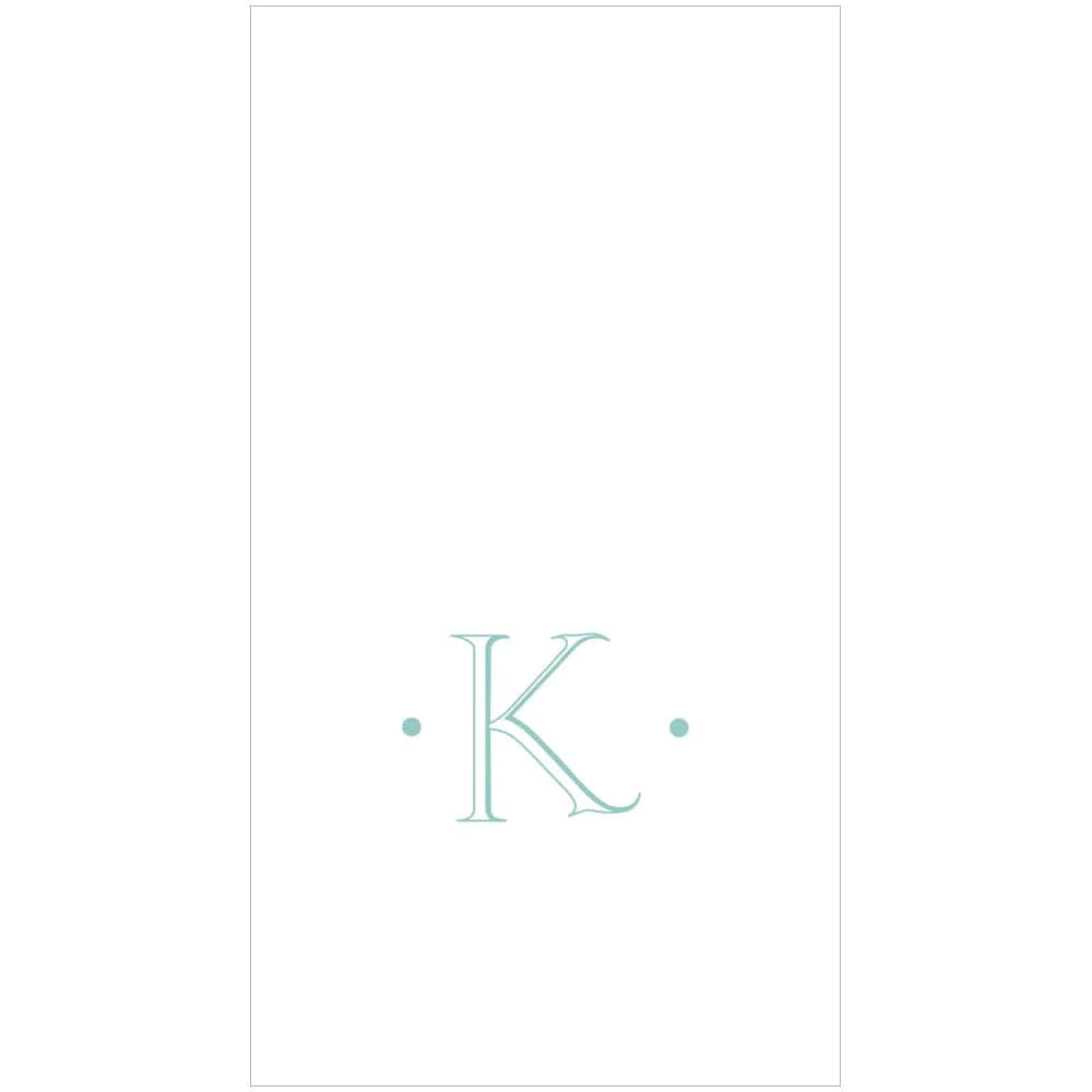 Caspari - Guest Towel Napkins - Single Initial - Antique Robin's Egg - Findlay Rowe Designs