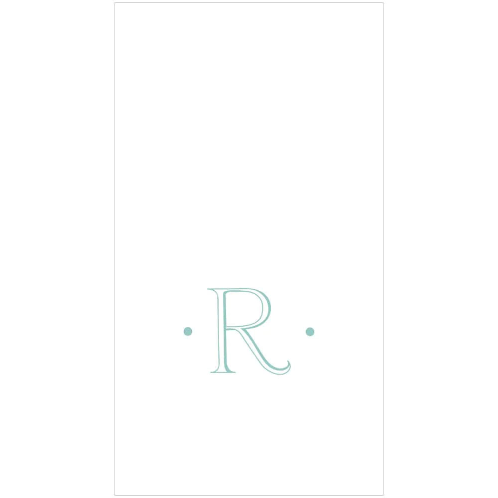 Caspari - Guest Towel Napkins - Single Initial - Antique Robin's Egg - Findlay Rowe Designs