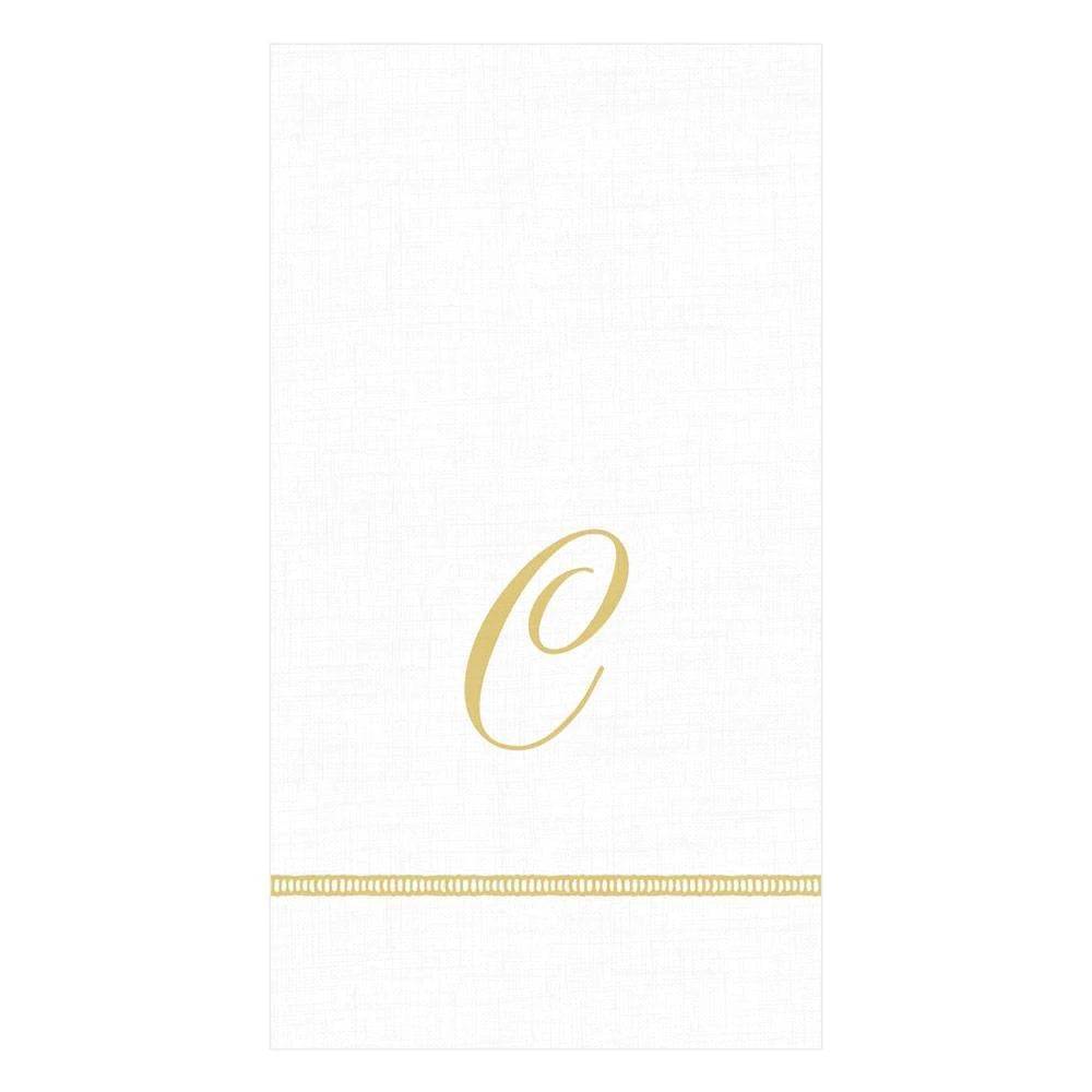 Caspari - Guest Towel Napkins - Single Initial - Hemstitch Script - Findlay Rowe Designs