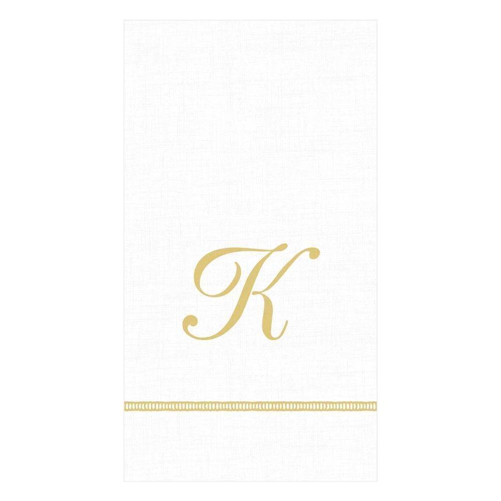 Caspari - Guest Towel Napkins - Single Initial - Hemstitch Script - Findlay Rowe Designs