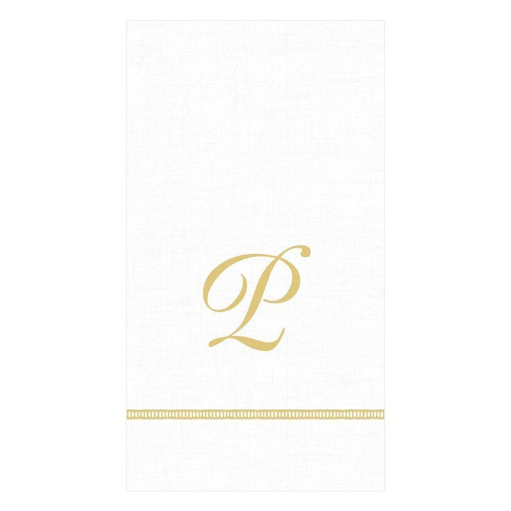 Caspari - Guest Towel Napkins - Single Initial - Hemstitch Script - Findlay Rowe Designs