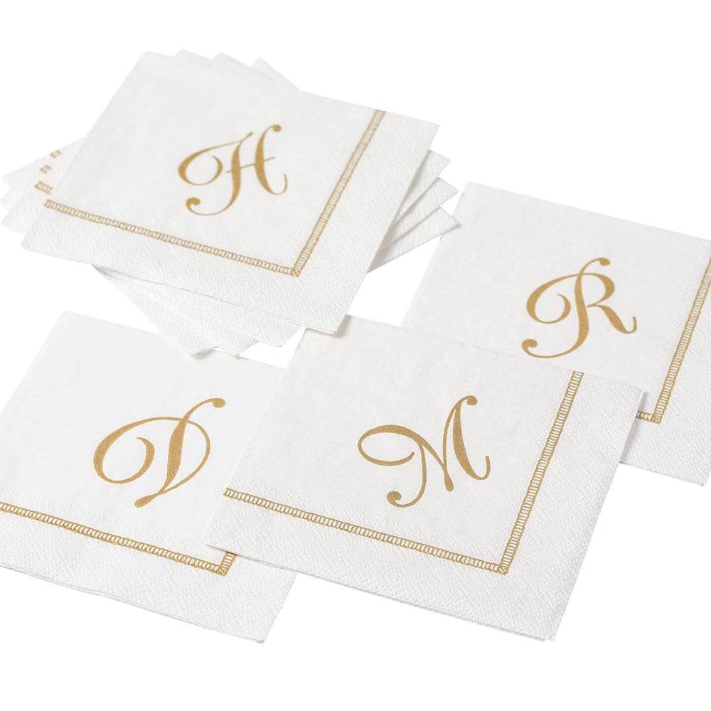 Caspari - Cocktail Napkins - Initial Hemstitch - Findlay Rowe Designs
