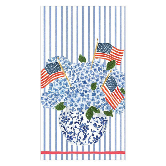 Caspari - Guest Towel Napkins - Flags and Hydrangeas - Findlay Rowe Designs
