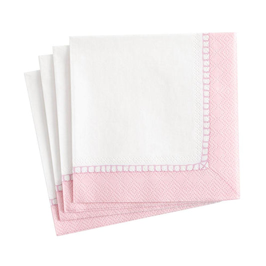 Caspari - Cocktail Napkins - Linen Border - Petal Pink - Findlay Rowe Designs