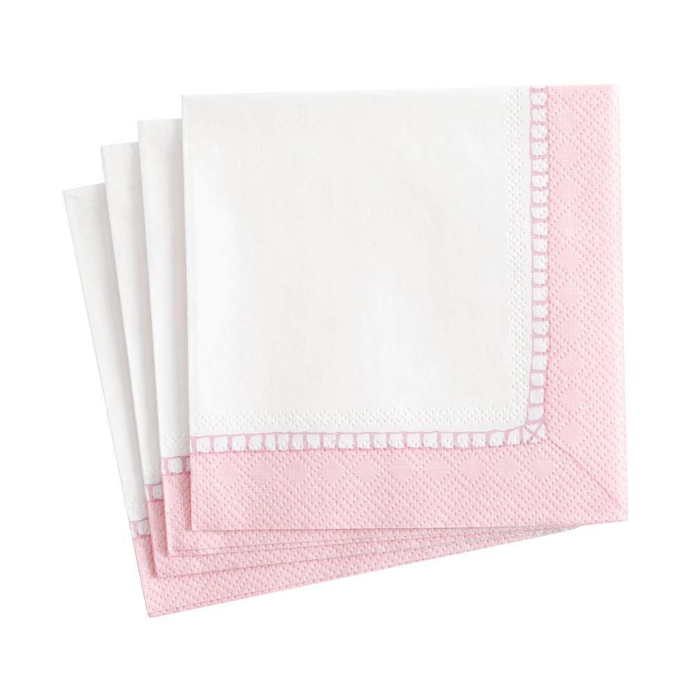 Caspari - Cocktail Napkins - Linen Border - Petal Pink - Findlay Rowe Designs