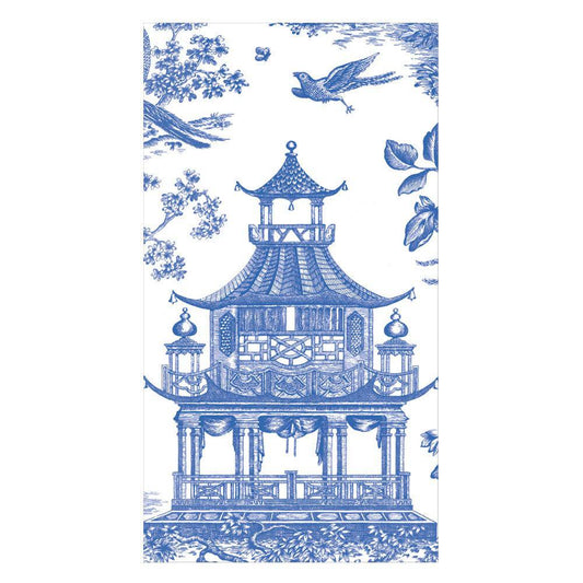 Chinoiserie Toile Pagoda Guest Towel Napkins in Blue - Findlay Rowe Designs
