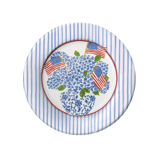Flags and Hydrangeas Paper Salad & Dessert Plates - Findlay Rowe Designs