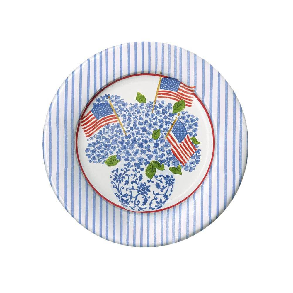 Caspari - Plates Salad / Desset - Flags and Hydrangeas - Findlay Rowe Designs