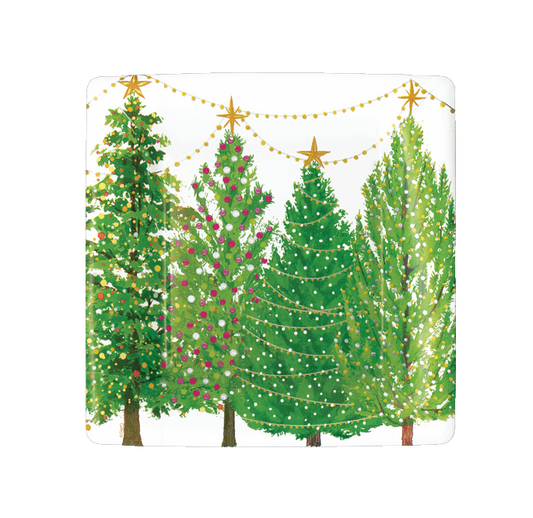 Caspari - Salad Dessert Plate - Christmas Tree Lights