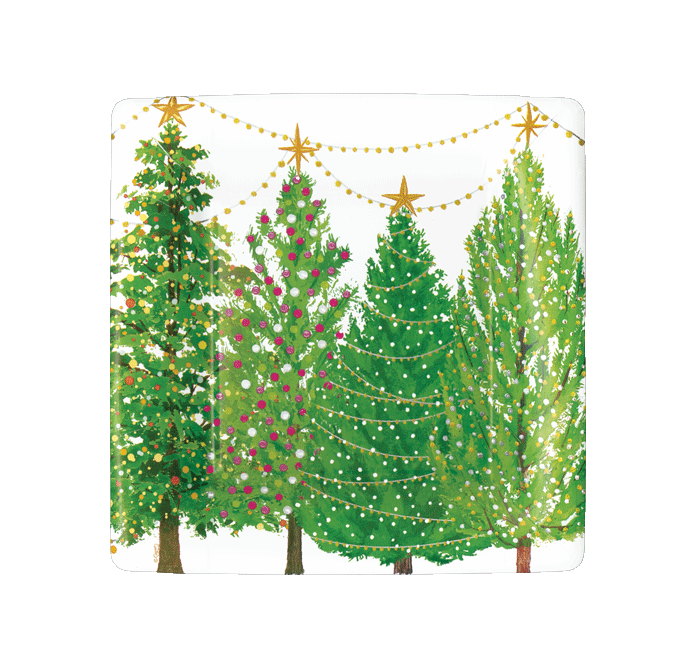 Caspari - Salad Dessert Plate - Christmas Tree Lights
