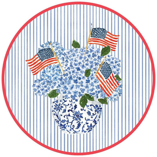 CASPARI - Flags and Hydrangeas Round Paper Placemats - Findlay Rowe Designs