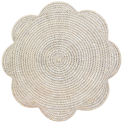 Caspari - Rattan Scallop Round Placemat - Findlay Rowe Designs