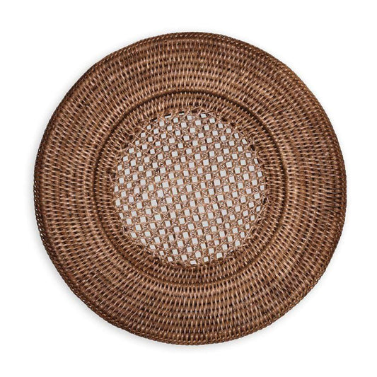 Rattan Round Plate Charger in Dark Natural - Findlay Rowe Designs
