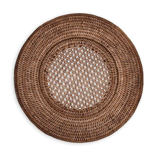 Caspari - Round Plate Charger - Rattan - Dark Natural - Findlay Rowe Designs