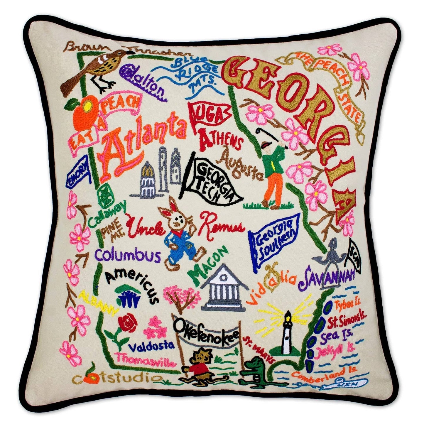 Catstudio - Hand-Embroidered Pillow - Georgia - Findlay Rowe Designs