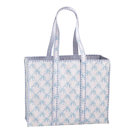 Mud Pie - Tote - Blue Bow Block Print - Findlay Rowe Designs