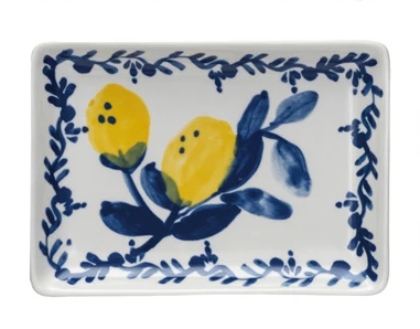 Appetizer Plate - Lemon Blue and White - Findlay Rowe Designs