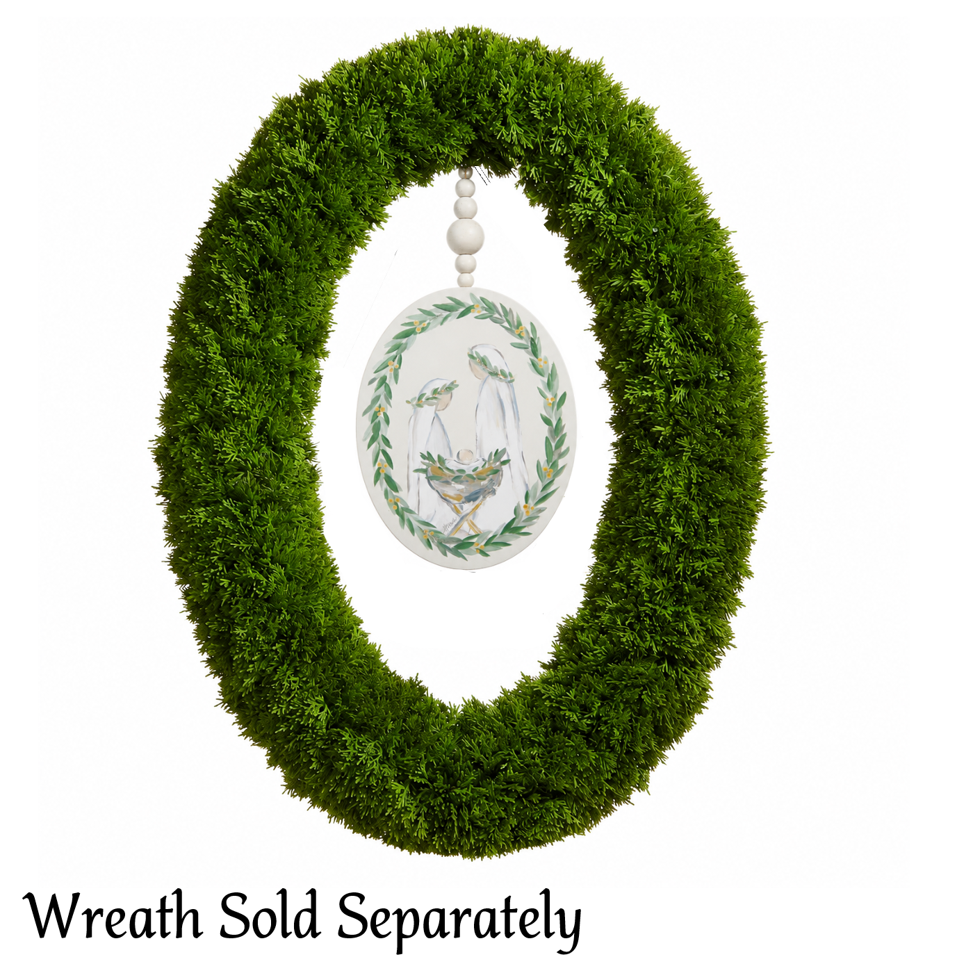 Ornament - Oval Holy Family Wreath Décor - 9.5in