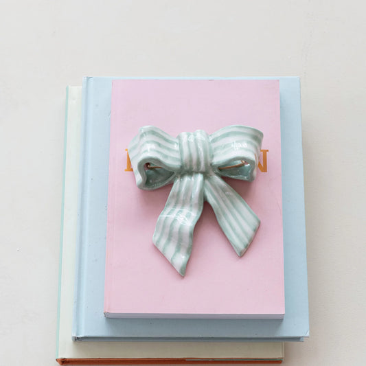 Striped Bow Stoneware Decor - Findlay Rowe Designs