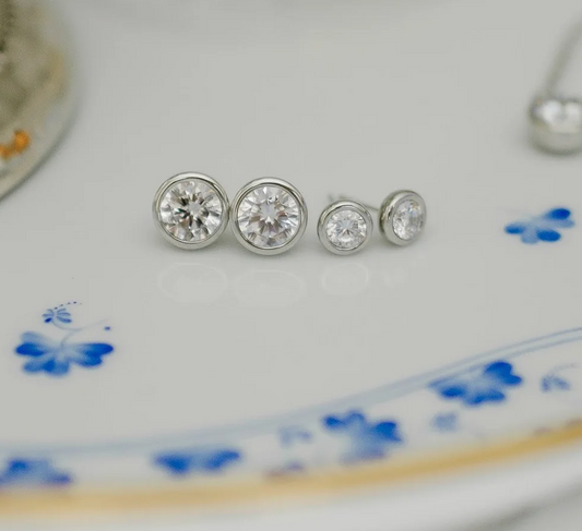 Lisi Lerch - Earring - Large Bezel Stud Earrings – Silver