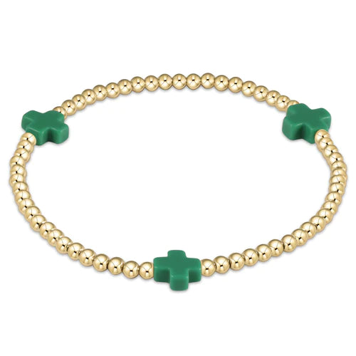 Enewton- signature cross gold pattern 3mm bead bracelet