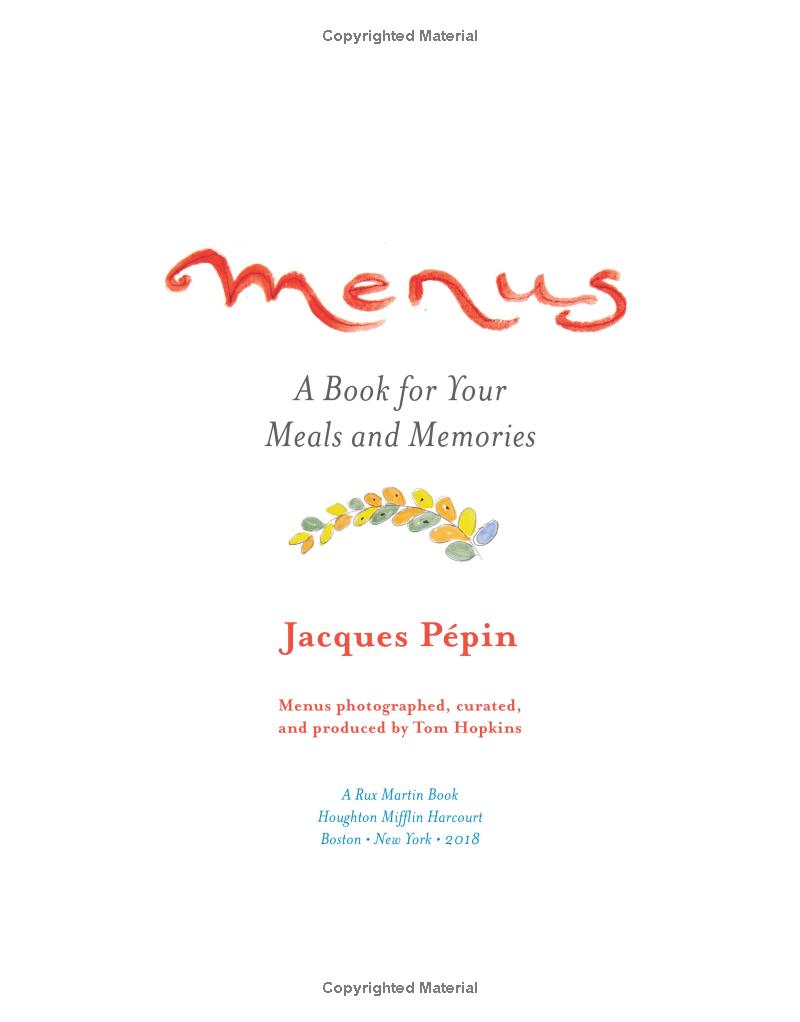 Menus: A Book for Your Meals and Memories - Findlay Rowe Designs
