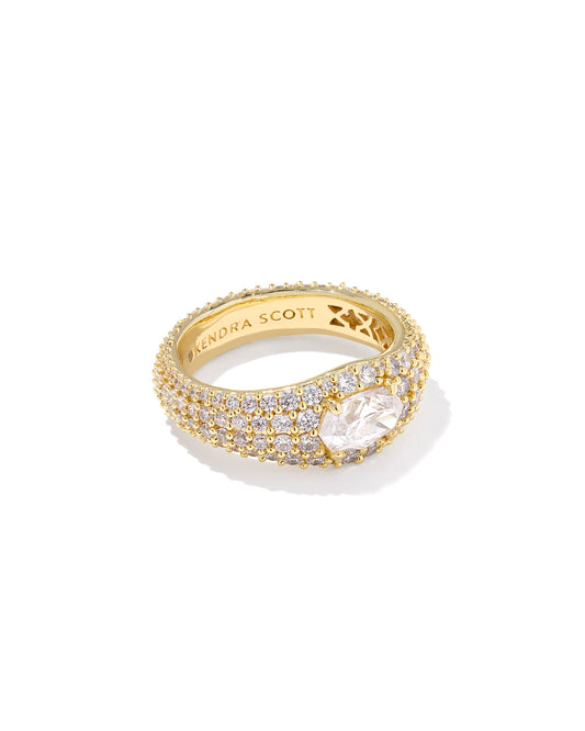 Kendra Scott - Ring - Bella Band Gold White CZ - Size 9