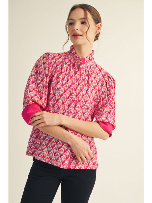 Top - Boho 3/4 Sleeve - Magenta - Findlay Rowe Designs