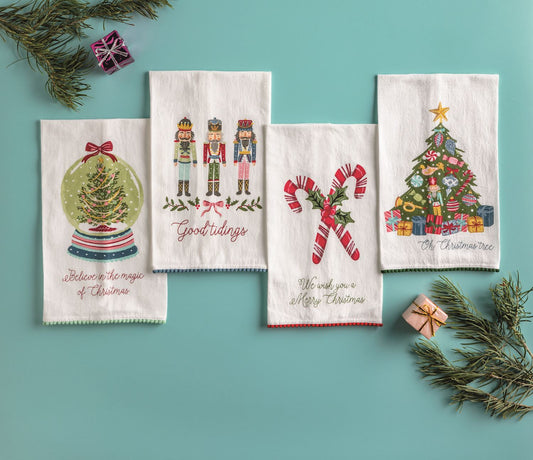 Mud Pie - Christmas Pom Trim Towels