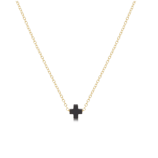 Enewton - Necklace Gold - Signature Cross Small - Charcoal