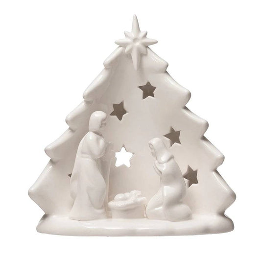 Candle Holder - Stoneware Holy Family Cut-Out - Findlay Rowe Designs