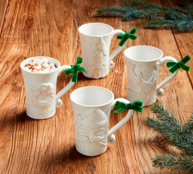 Mug - White Ceramic with Raised Design - Findlay Rowe Designs