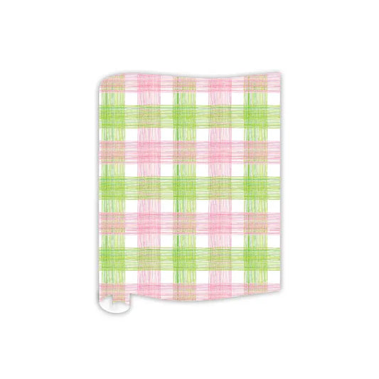 Rosanne Beck - Paper Table Runner - Green Pink Skinny Plaid