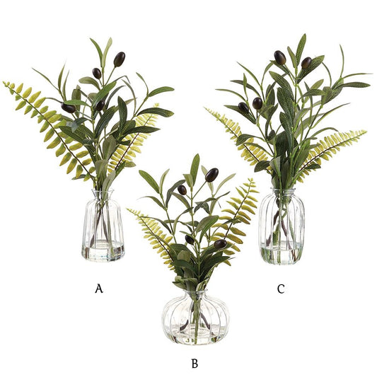 Olive Fern - Glass Vase - 12in - Findlay Rowe Designs