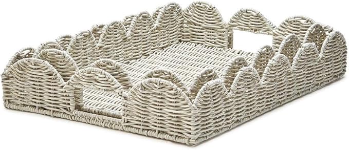Serving Tray - Scalloped Edge All Weather Wicker - Findlay Rowe Designs