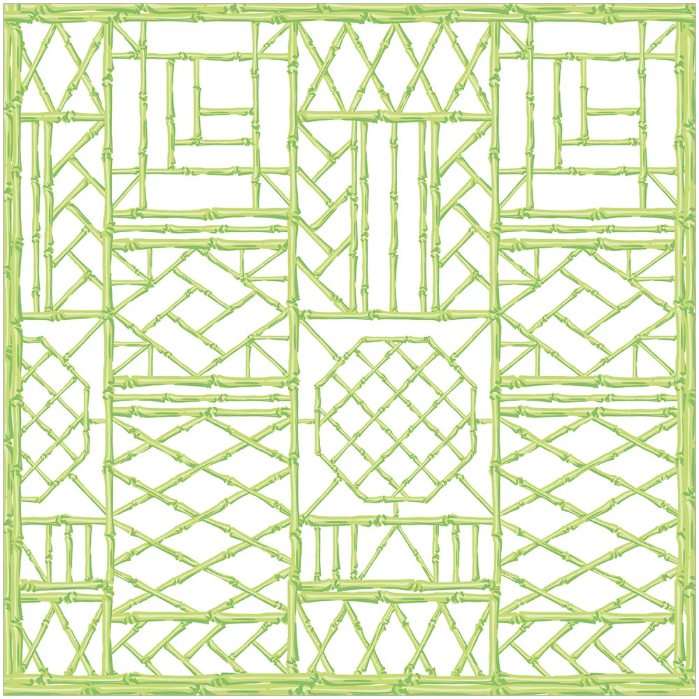 Caspari - Fabric Tablecloth - Bamboo Screen Green 70 X 70 Inch - Findlay Rowe Designs